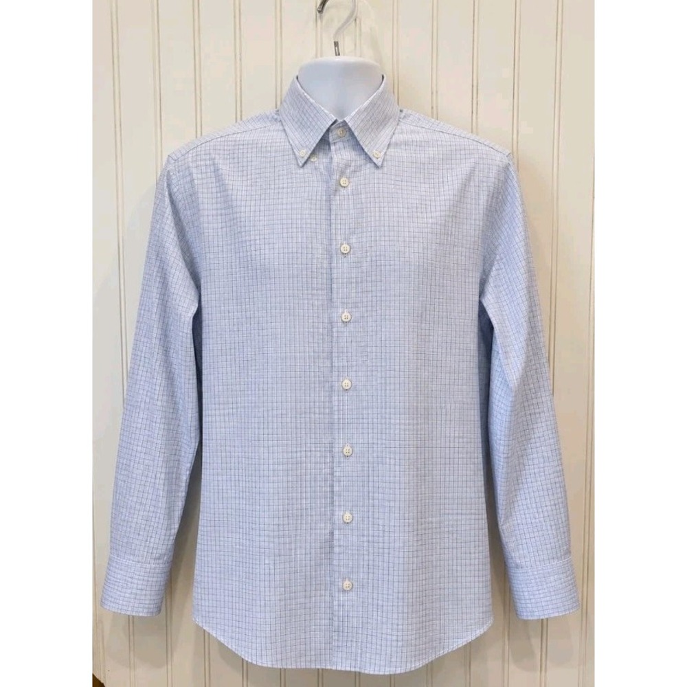 Charles Tyrwhitt Men's Dress Shirt 16/33 Slim Fit White Blue Non-Iron